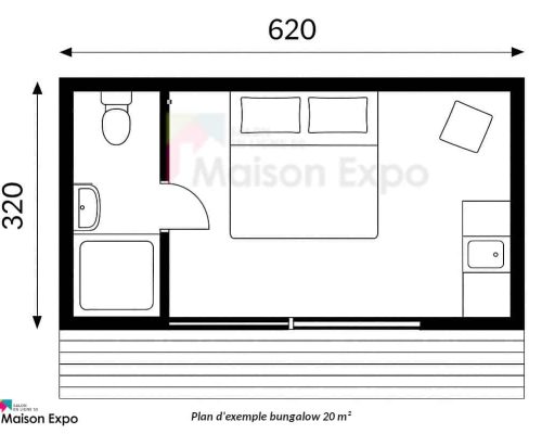 plan exemple bungalow 20m² réunion