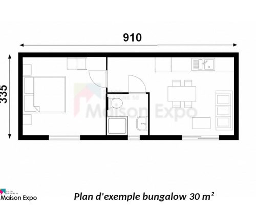 Exemple de plan pour un bungalow bois de 30 m²