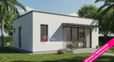 Bungalow en béton Les Avirons2 24 m2 avec toit plat et pergola
