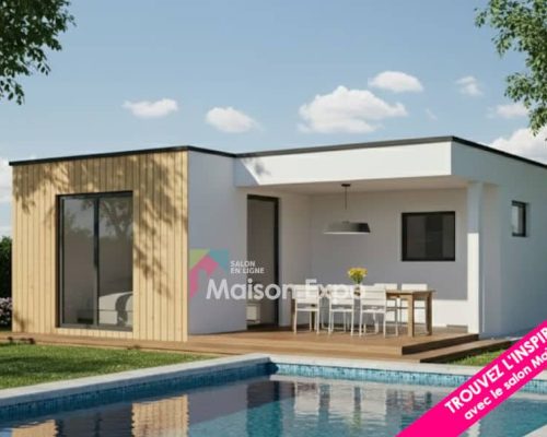 Bungalow en béton Saint-Louis 30 m2 toiture monopente et bardage composite