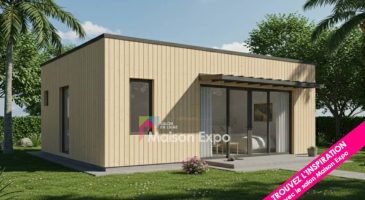 Bungalow en bois Les Avirons 24 m2 avec toit plat et pergola