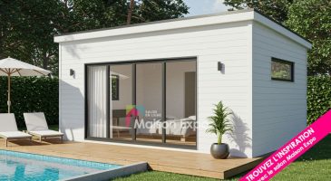 Bungalow en bois Saint-Denis 18 m2 avec toit plat