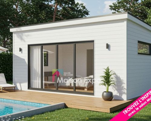 Bungalow en bois Saint-Denis 18 m2 avec toit plat