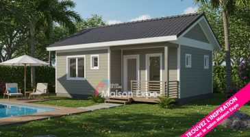 Bungalow en bois Saint-Pierre 44 m2 toiture 2 pans