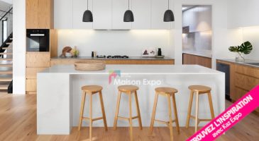 Modèle cuisine design bois et blanc ilot central Saint-Andrré Modèle cuisine design bois et blanc ilot central Saint-Andrré