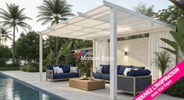 Modèle pergolas bois couleur blanc Saint-Paul
