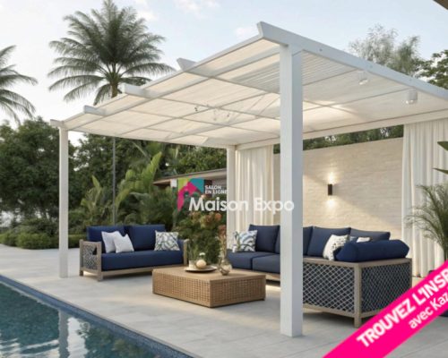 Modèle pergolas bois couleur blanc Saint-Paul