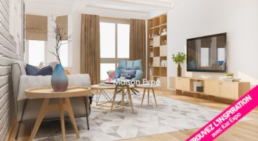 Export visuel d'un projet de rénovation d'un séjour d'appartement