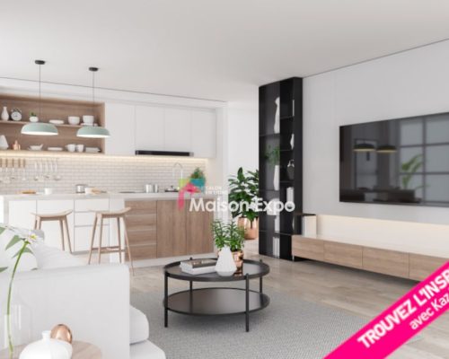 Modèle rénovation appartement séjour cuisine Etang-Salé