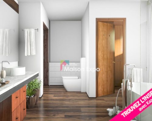 Modèle salle de bains baignoire et toilettes Saint-Andrré