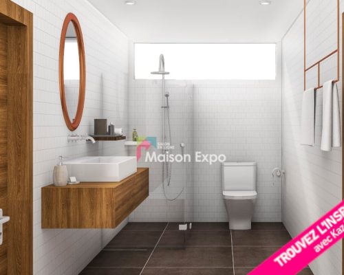Modèle salle de bains baignoire et toilettes pour maison neuves Etang-Salé