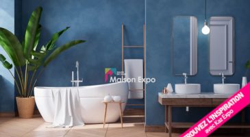 Modèle salle de bains baignoire lavabo double vasque Saint-Pierre Modèle salle de bains baignoire lavabo double vasque Saint-Pierre