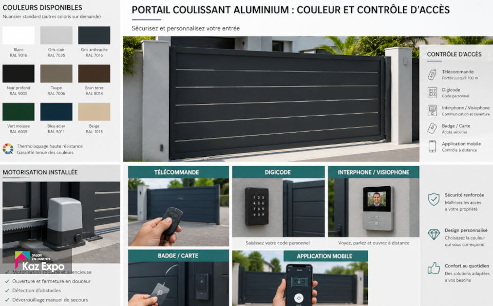 Couleur et contrôle d'accès pour portail coulissant aluminium