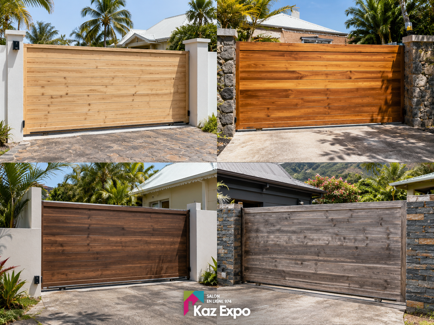 Exemples de finitions pour un portail coulissant en bois